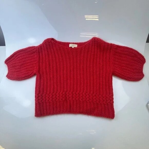 Sezane Vibrant Scarlet Crew Neck Sweater - Picture 2 of 7